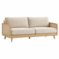 2-Sitzer Sofa 160 cm Holz Rattangeflecht Beige Natur - skandinavischer Wohnstil