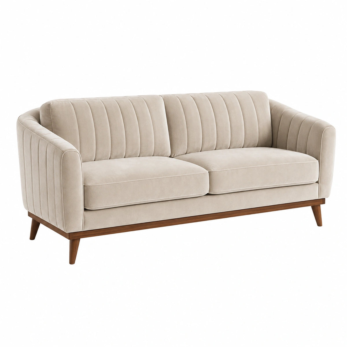 2-Sitzer Sofa 170 x 85 x 82 cm Textilbezug Beige Holzfüße Retro-Stil