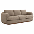 3-Sitzer Sofa 220 cm Taupe Textilbezug mit Holzsockel Modern