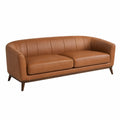 Sofa 200 x 90 x 78 cm brauner Bezug in Lederoptik mit Holzfüßen