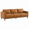 3-Sitzer Sofa 220 x 90 x 84 cm in Cognacbraun mit Bezug in Lederoptik und Holzgestell