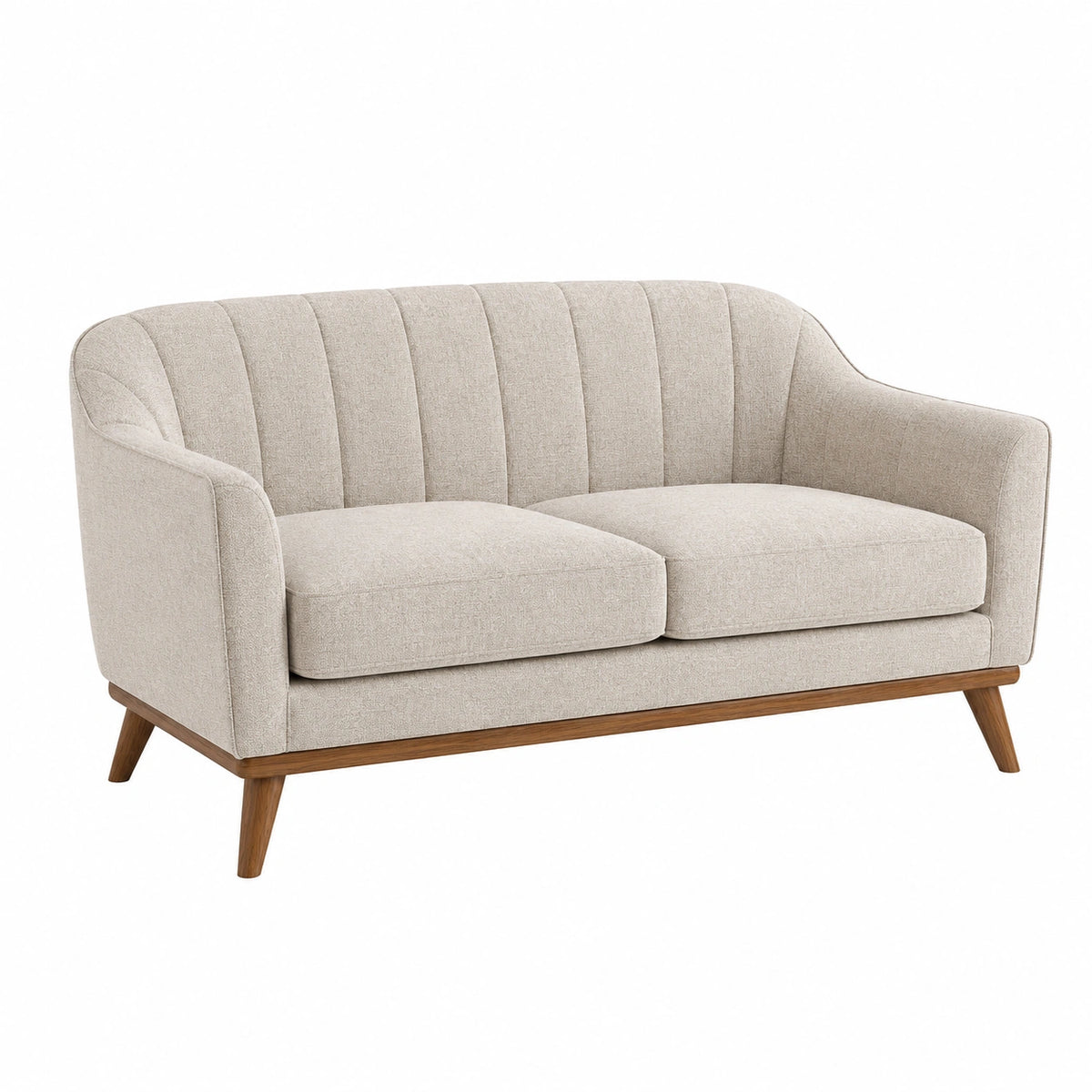 2-Sitzer-Sofa 160 x 85 x 82 cm Beige Stoff mit Holzfüßen - Gepolstertes Wohnzimmer Sofa