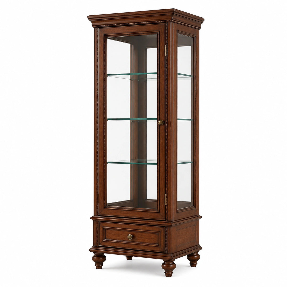 Vitrine 60 x 40 x 180 cm Holz Braun mit Glastür Klassisch