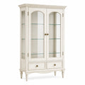 Vitrine 110 x 45 x 190 cm aus Holz und Glas Cremeweiß klassischer Stil