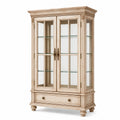 Vitrine 100 x 45 x 190 cm Holz Glas Beige klassischer Stil mit Schublade