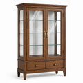 Vitrine 100 x 40 x 180 cm Holz Braun mit Glastüren im klassischen Stil
