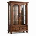Vitrine 100 x 45 x 190 cm Holz Glas Braun Klassischer Stil mit Schubladen