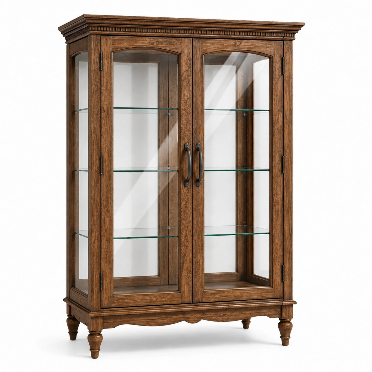 Vitrine 100 x 45 x 190 cm Holz Glas Braun klassischer Stil