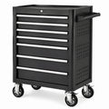 Werkzeugwagen 77 x 46 x 97 cm aus Stahl Schwarz mit 7 Schubladen und Rollen