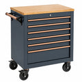 Werkzeugwagen 80 x 45 x 95 cm aus Stahl Anthrazit mit Holzplatte mobiler Industriestil
